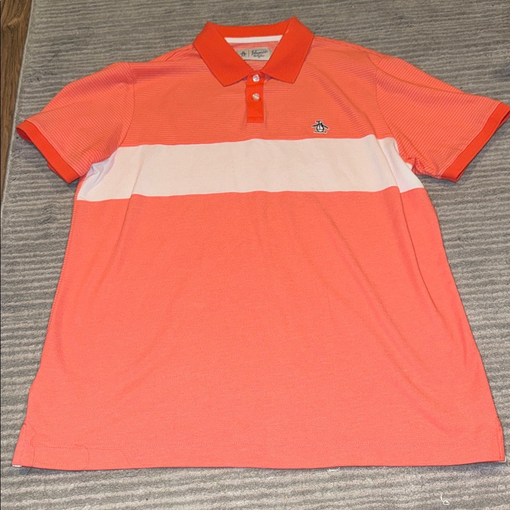 Original Penguin Coral Polo with White Accents, size L